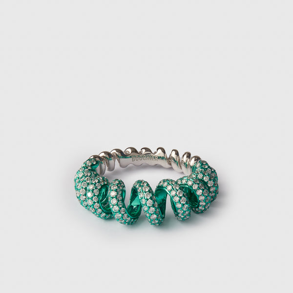 Boochier - L Green Diamond Slinkee Ring