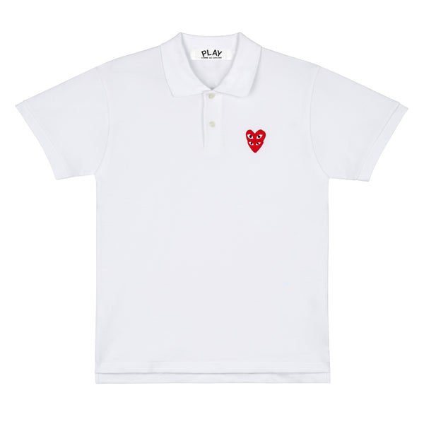 Play - Polo Shirt with Double Red Heart - (White)