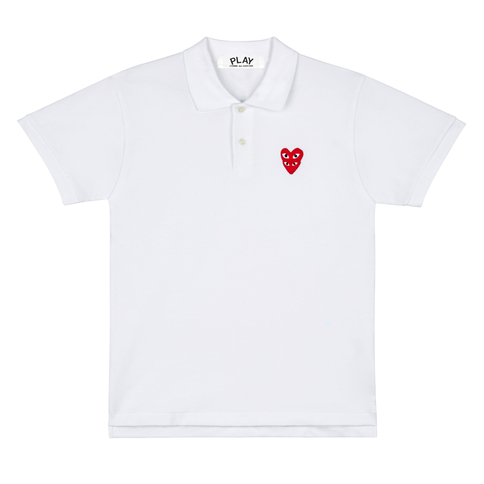Play - Polo Shirt with Double Red Heart - (White) view 1, Click to Zoom in