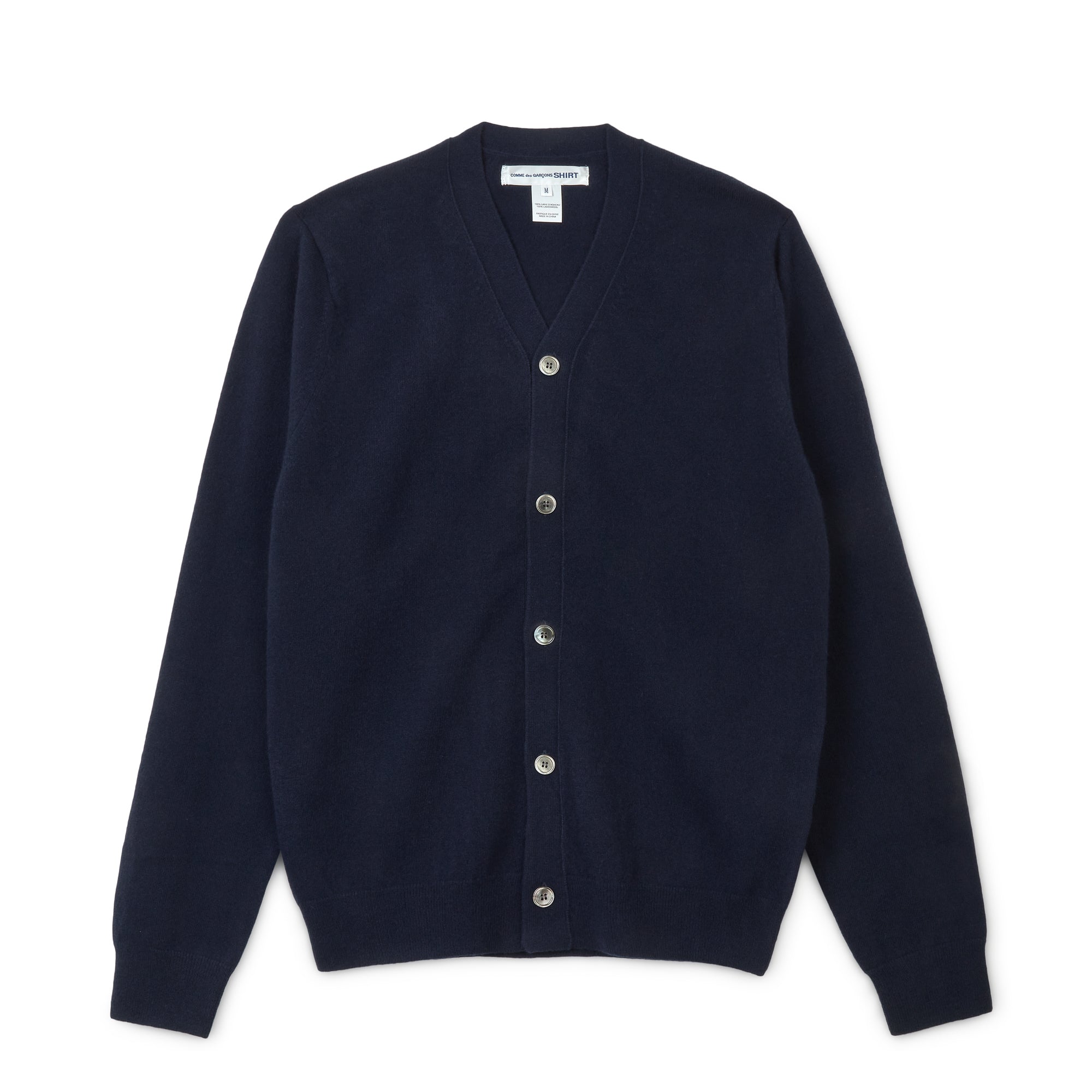 CDG Shirt Forever - V-Neck Lambswool Cardigan - (Navy) view 1