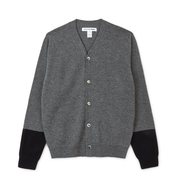 CDG Shirt Forever - V-Neck Contrast Cardigan - (Grey/Black)