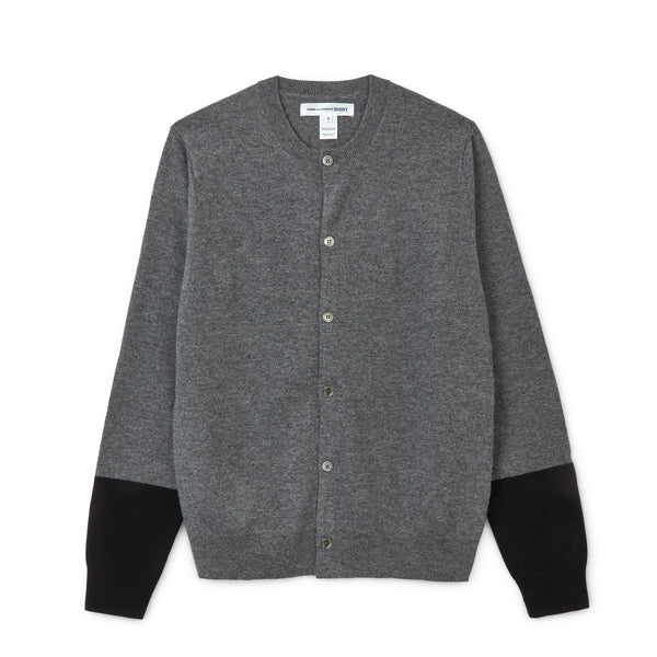 CDG Shirt Forever - Round Neck Contrast Cardigan - (Grey/Black)