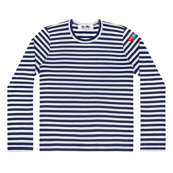 Play x the Artist Invader - Striped L/S T-Shirt - (White/Navy)