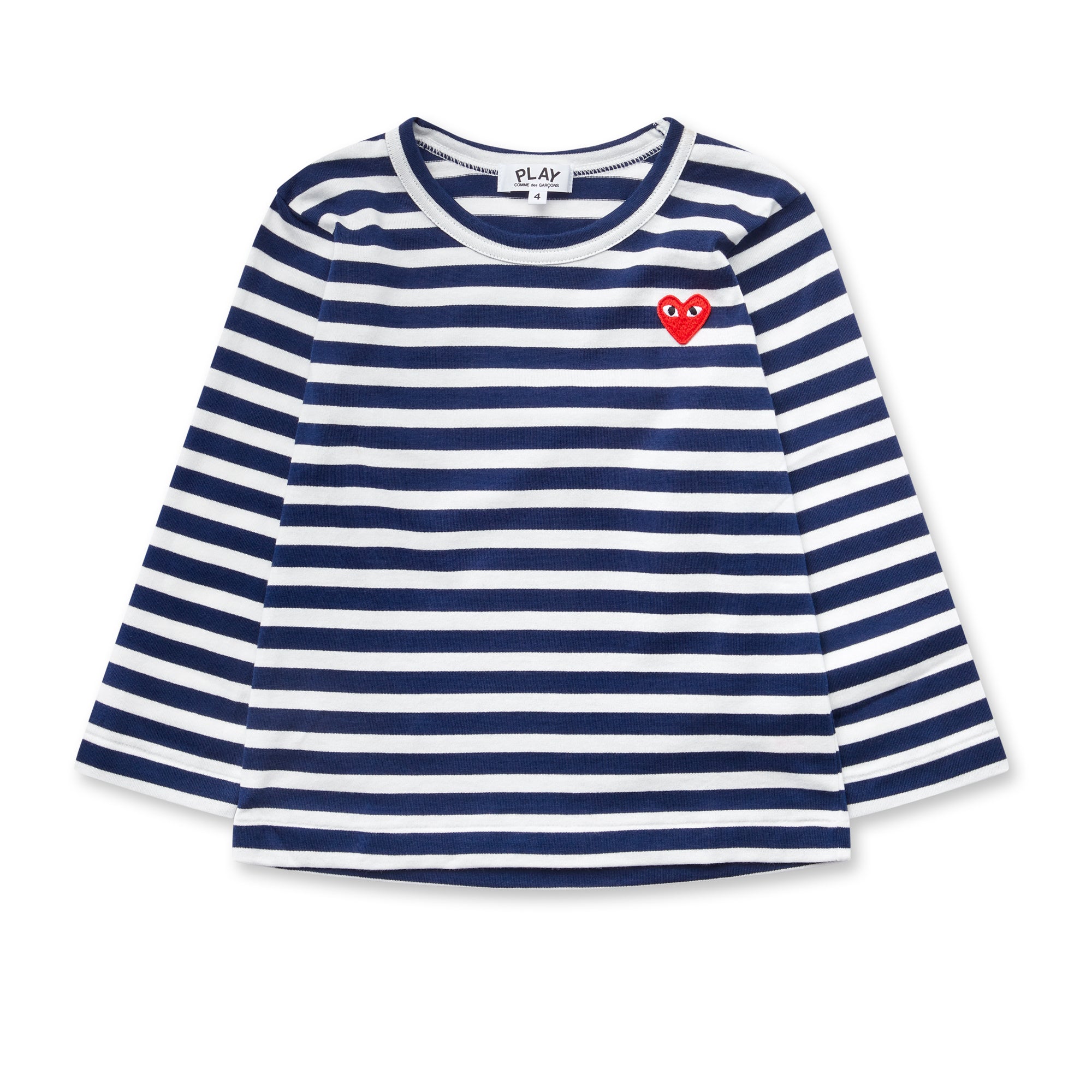 Play - Red Kid’s Striped Long Sleeve T-Shirt - (Navy) view 1, Click to Zoom in