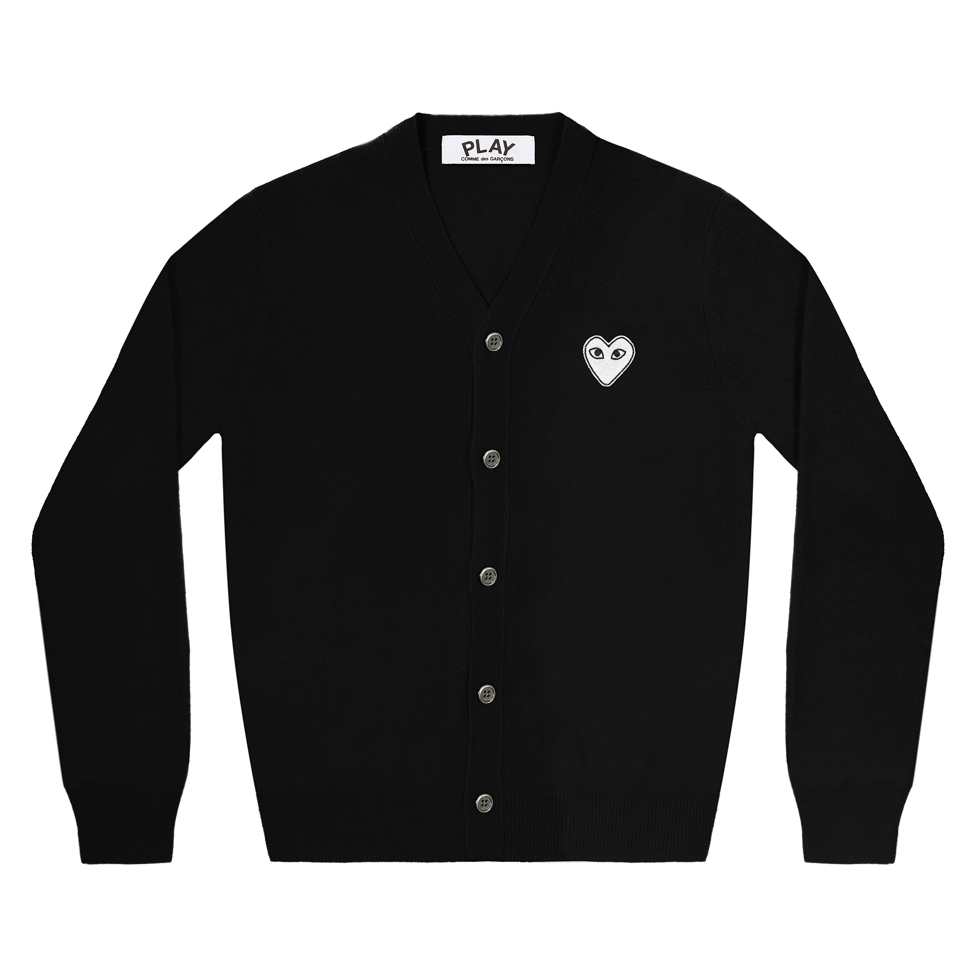 Play: White Heart Men’s Cardigan (Black) | DSML E-SHOP