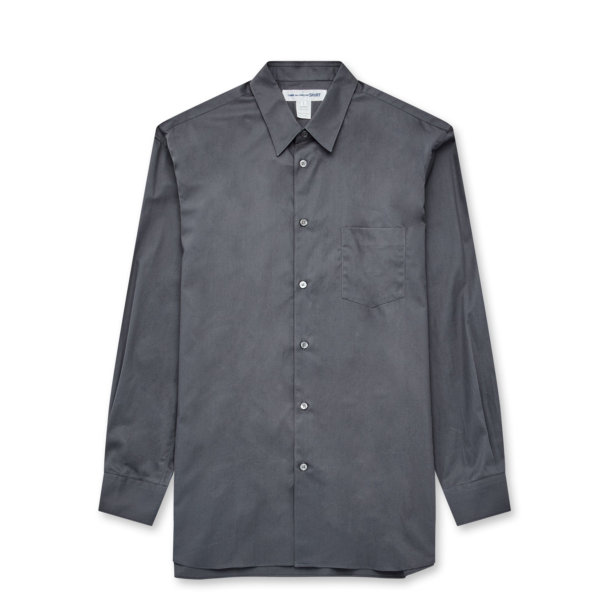 CDG Shirt Forever - Classic Fit Poplin Plain Shirt - (Grey) view 1