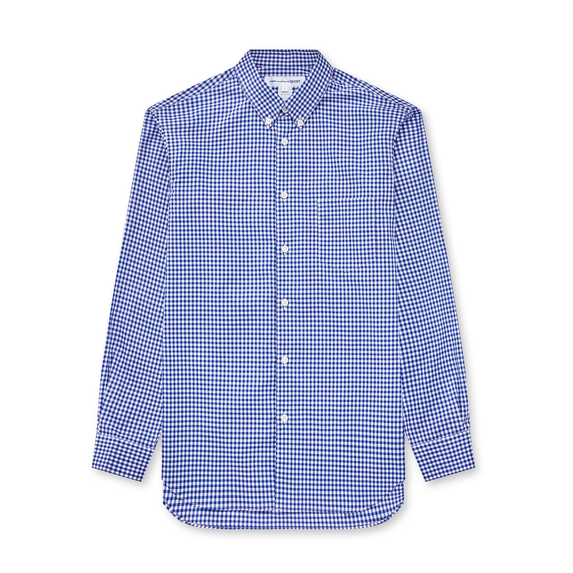 CDG Shirt Forever - Slim Fit Button-Down Checked Shirt - (Blue Gingham) view 5
