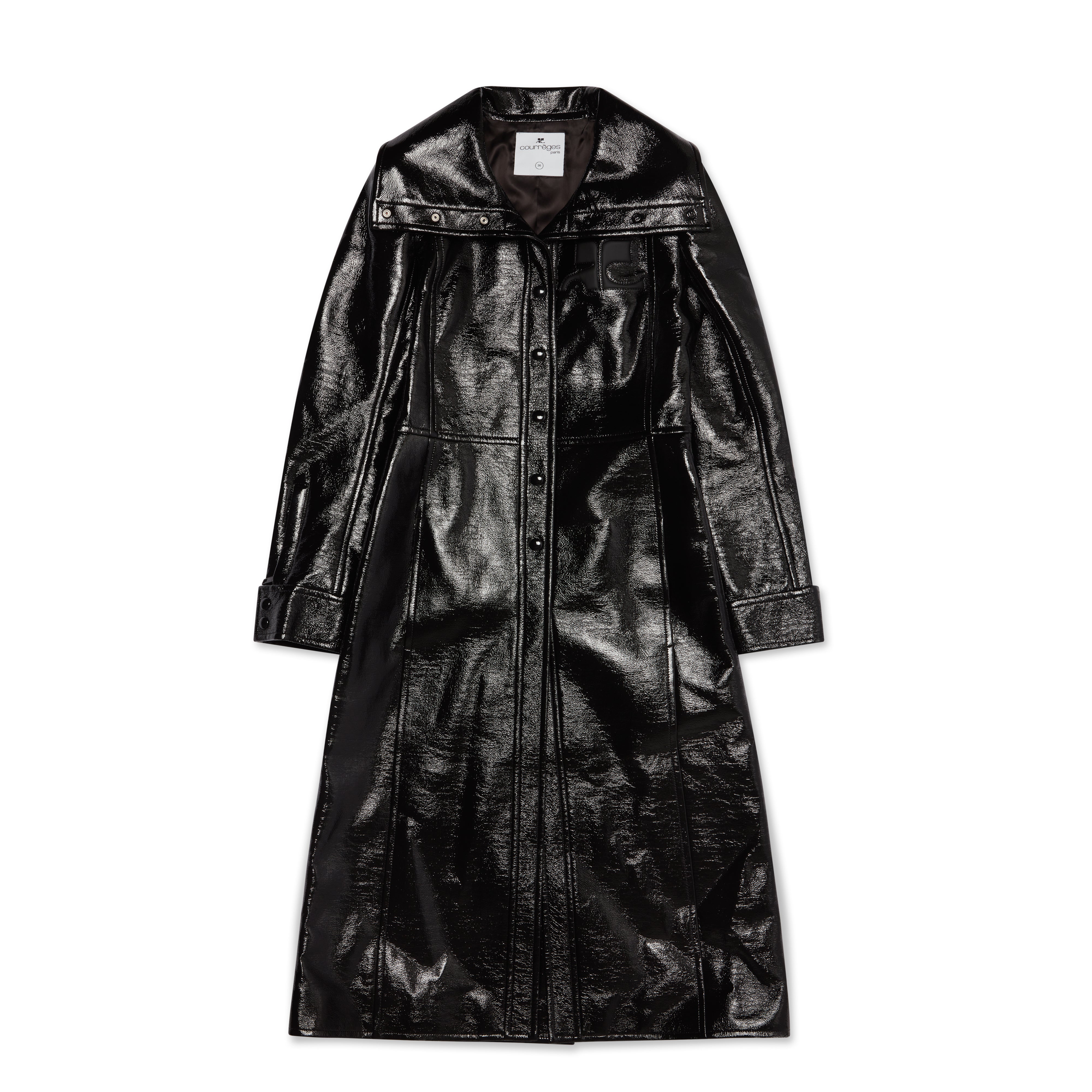 Courreges: Women's Vinyl Iconic Trench Coat (Black) | Dover Street