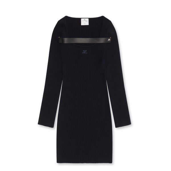 Courreges - Women’s Rib Knit LS Racer Dress - (Navy)