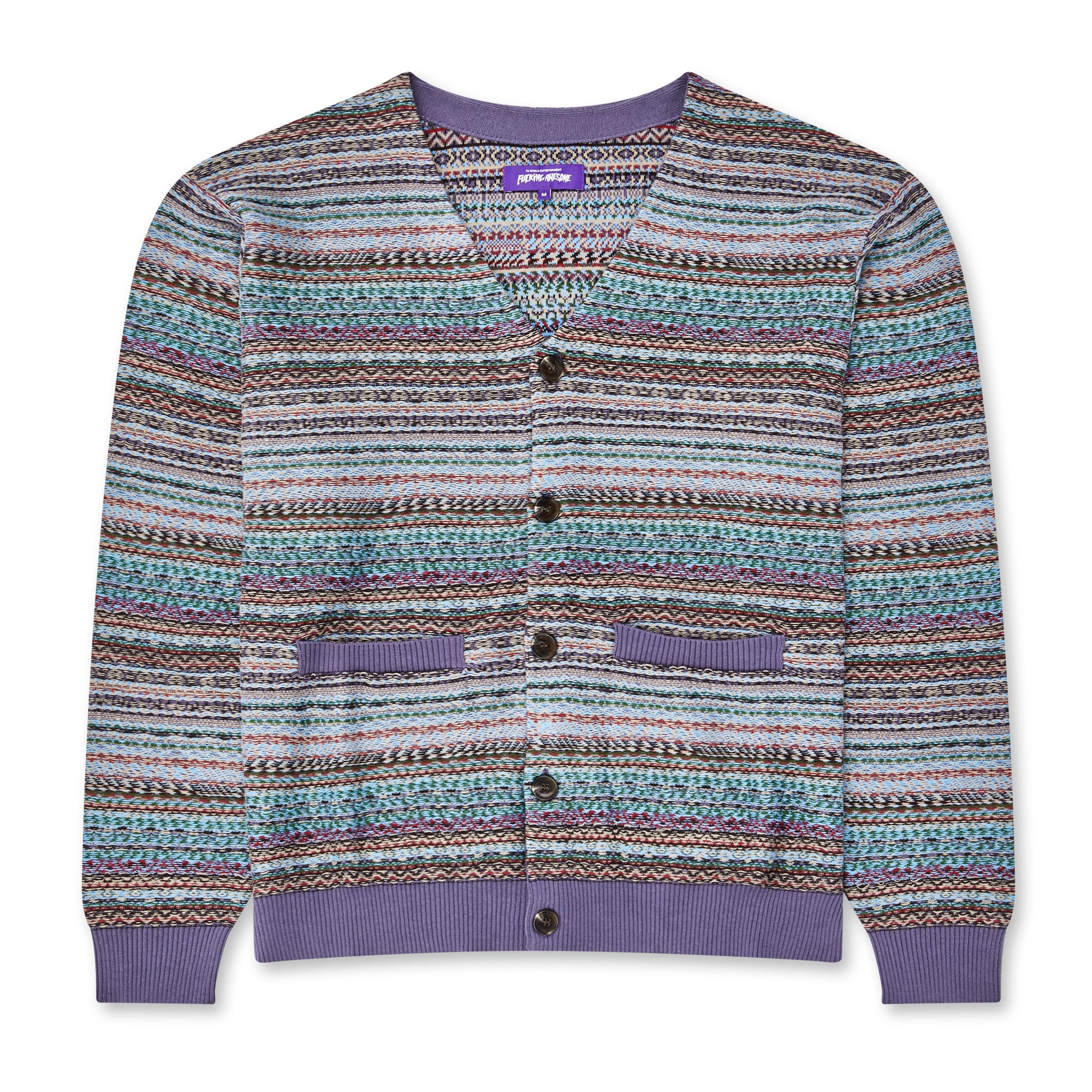 Fucking Awesome - Dill Painting Intarsia Cardigan - (Purple) view 1, Click to Zoom in
