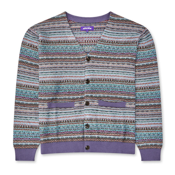 Fucking Awesome - Dill Painting Intarsia Cardigan - (Purple)