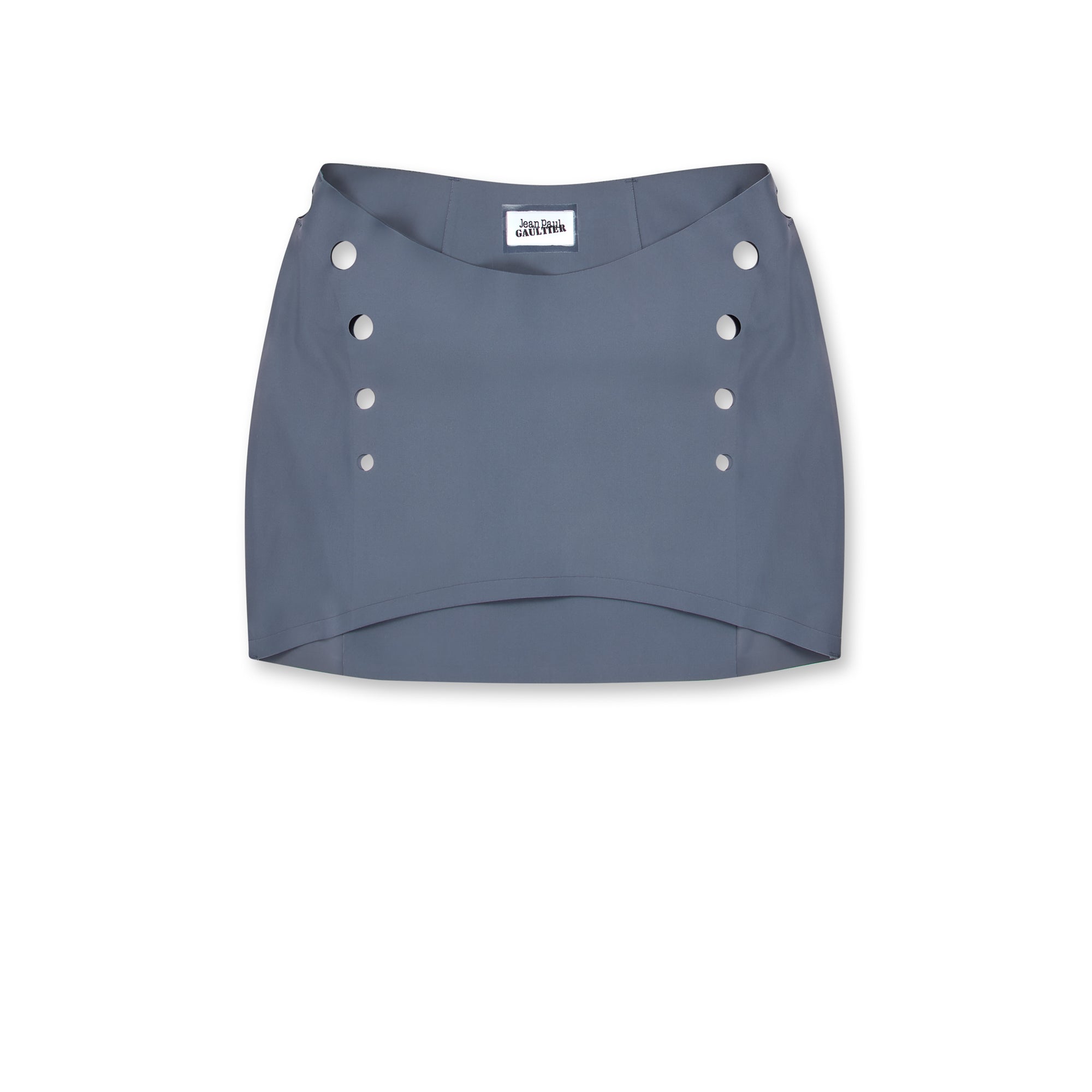 Jean Paul Gaultier - Women’s Mini Skirt With Perforated Details - (Dark Grey) view 1, Click to Zoom in