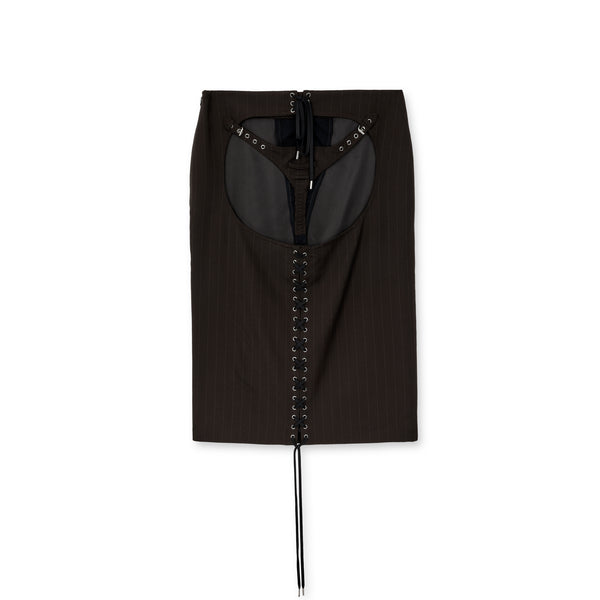 Jean Paul Gaultier - Lotta Volkova S&M Pencil Laced Skirt - (Brown/Ecru)