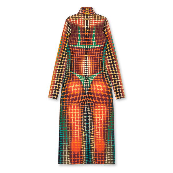 Jean Paul Gaultier - Women’s Long Dress With High Neck - (Orange/Blue/Brown)