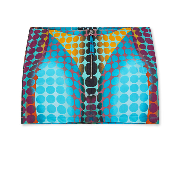 Jean Paul Gaultier - Women’s Mini Skirt With Center Zip - (Blue/Purple/Yellow)