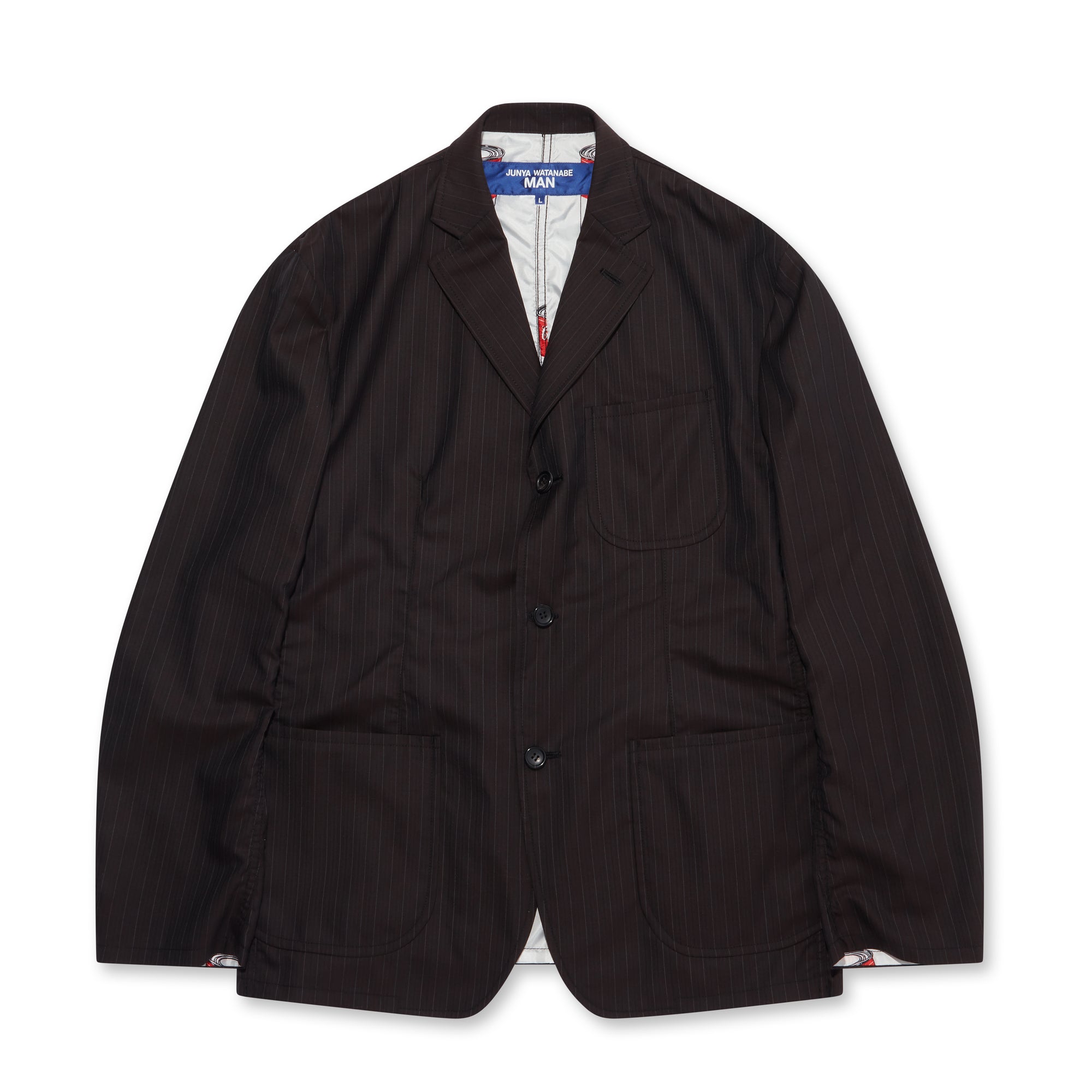 Junya Watanabe MAN - Andy Warhol Wool Silk Stripe Jacket - (Black/Brown) view 5