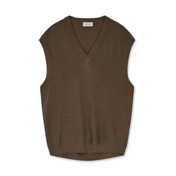 Lemaire - Men’s V-Neck Vest - (Grey/Mustard Melange)