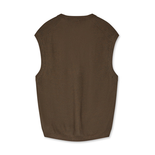 Lemaire - Men’s V-Neck Vest - (Grey/Mustard Melange)