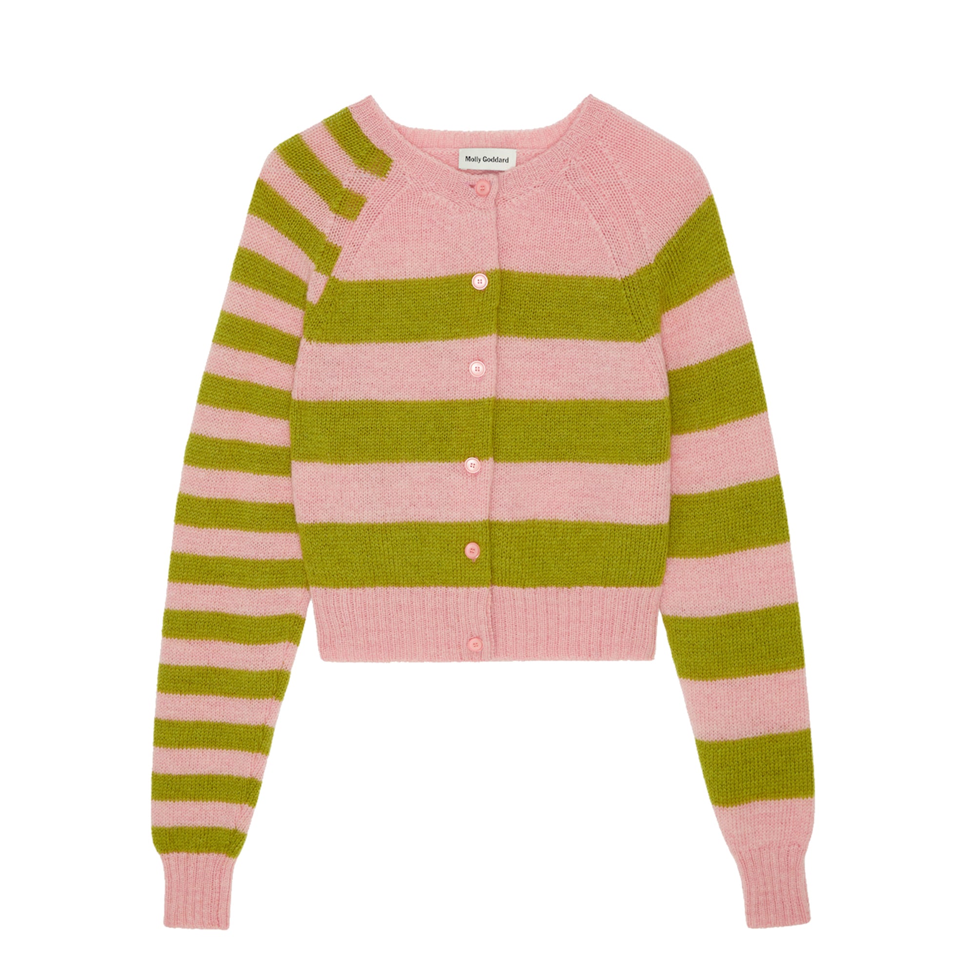 Molly Goddard - Women’s Lambswool Striped Cardigan - (Pink/Green) view 1