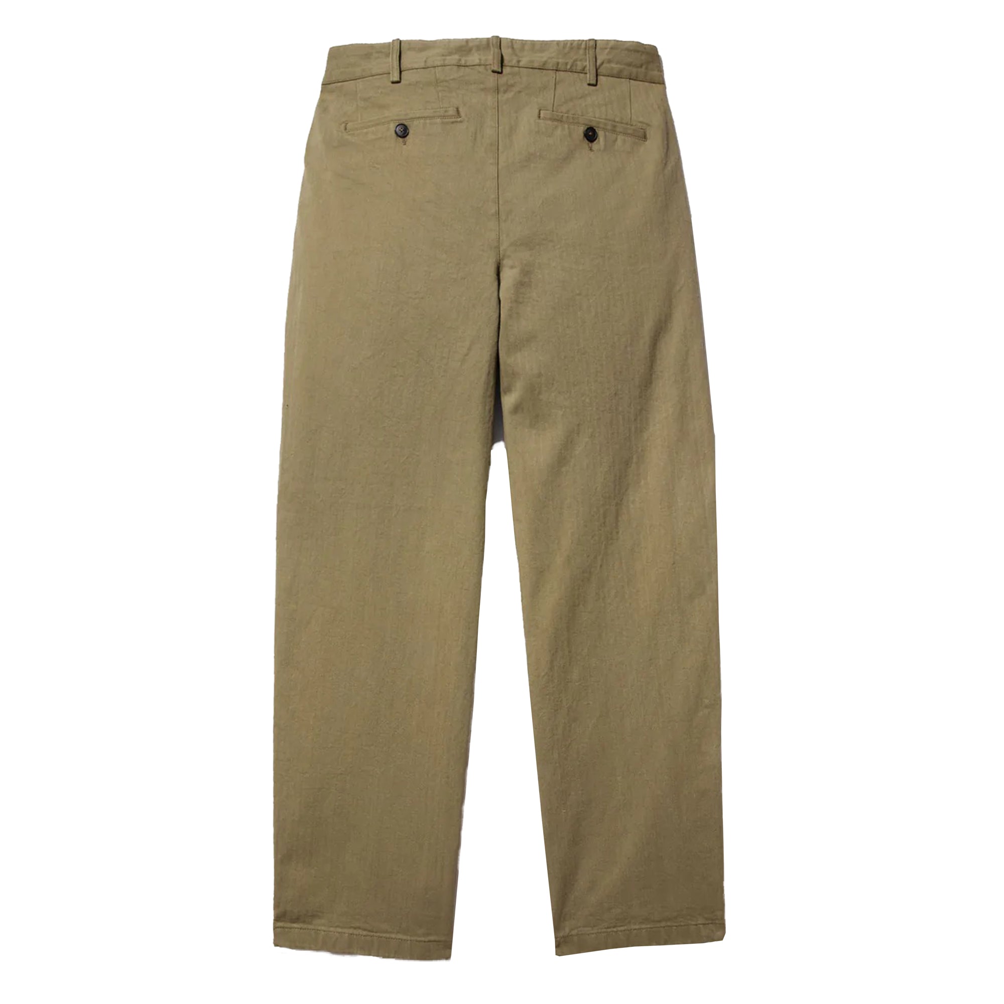 Noah - Double Pleat Herringbone Trousers - (Army Green)