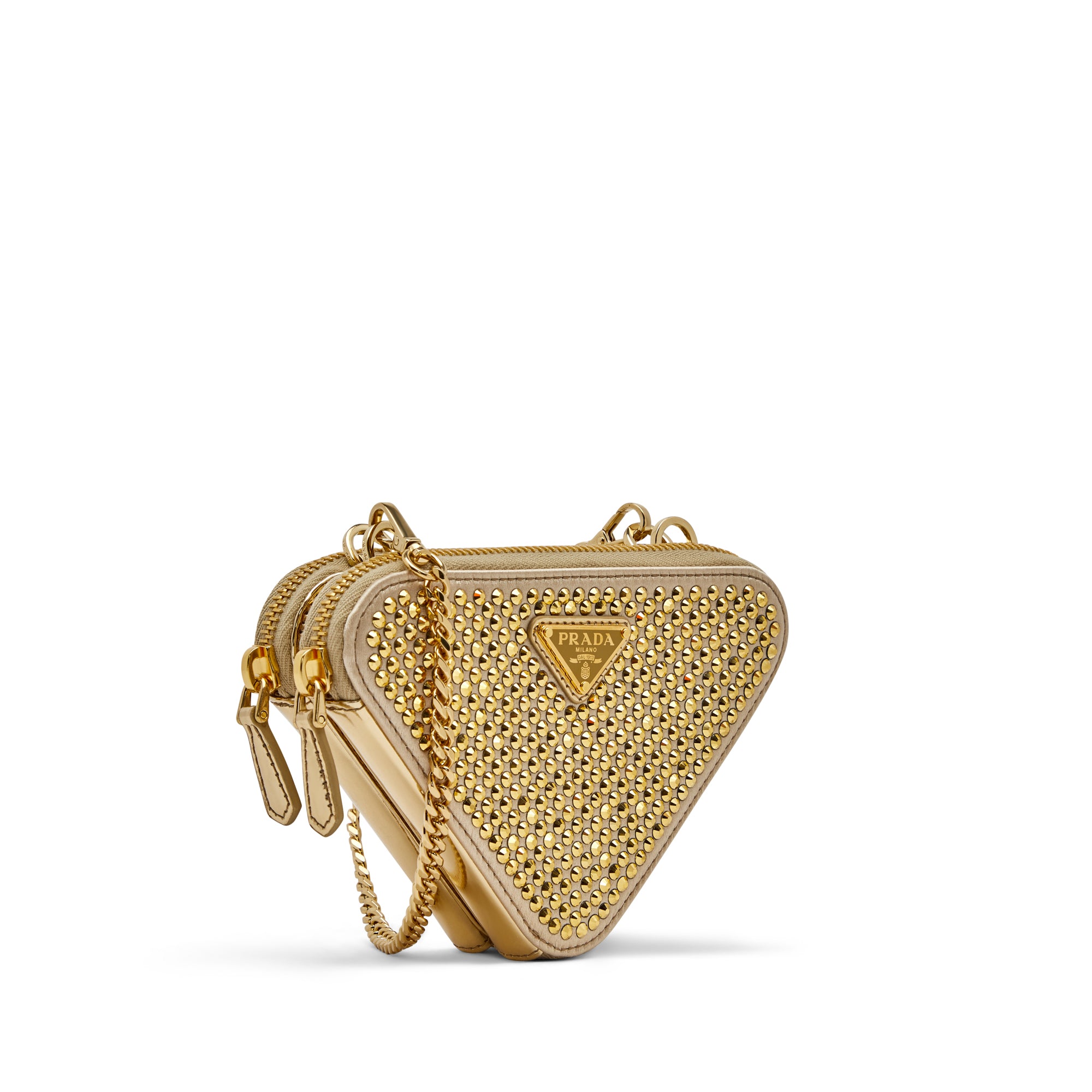 Crystal Embellished Satin And Leather Mini-pouch