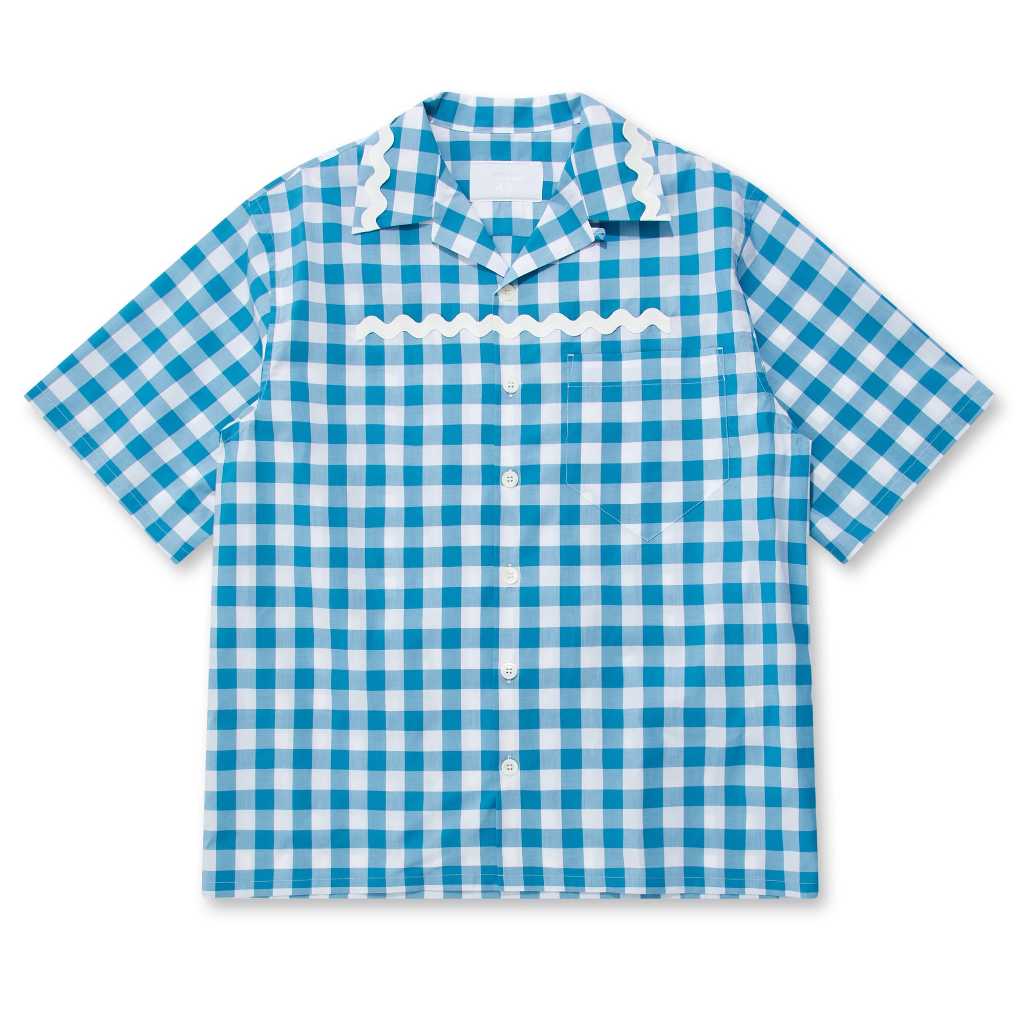 Prada - Men’s Check Shirt - (White/Turquoise) view 5
