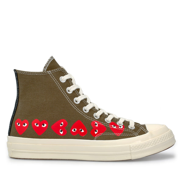 Play Converse - Multi Red Heart Chuck Taylor All Star ’70 High Sneakers - (Khaki)