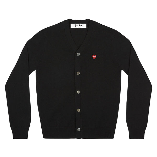 Play - Men’s Small Red Heart Cardigan - (Black)