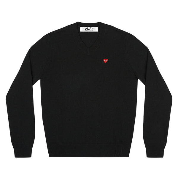 Play - Small Red Heart V-Neck Sweatshirt - (Black)