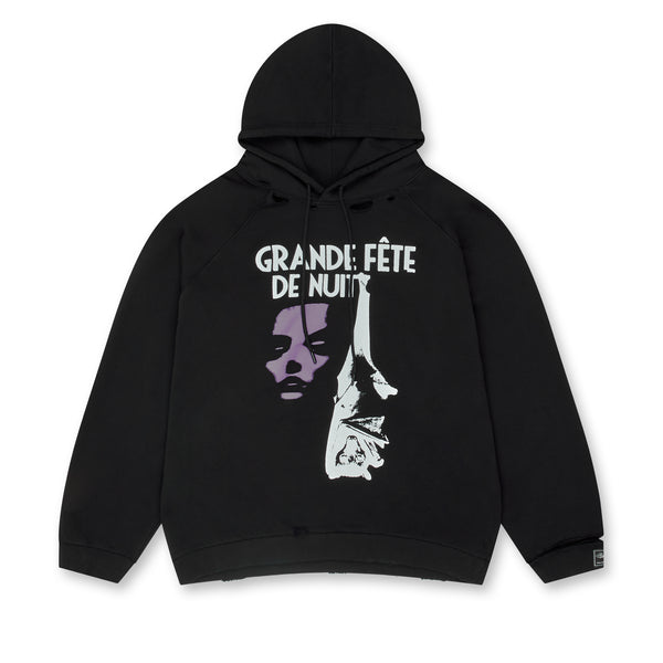 Raf Simons - Men’s Destroyed Oversized Grand Fete de Nuit Hoodie - (Black)