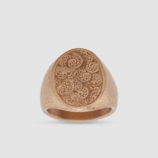 Malcolm Betts - 18k Rose Gold Oval Signet Engraved Ring