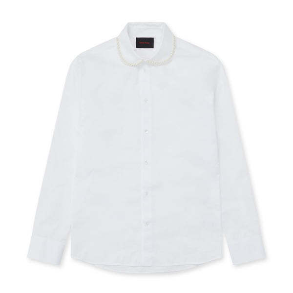 Simone Rocha - Men’s Round Collar Slim Shirt - (White/Pearl)