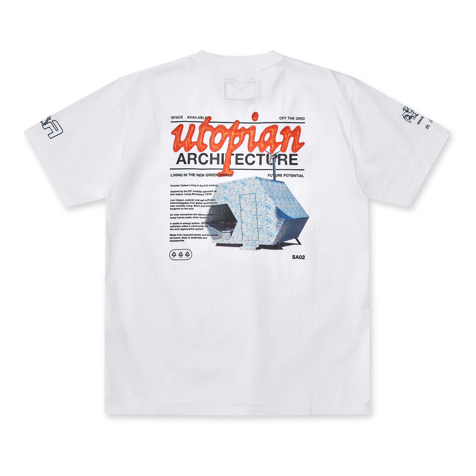 Space Available - Utopian Architecture T-Shirt - (White) view 2, Click to Zoom in