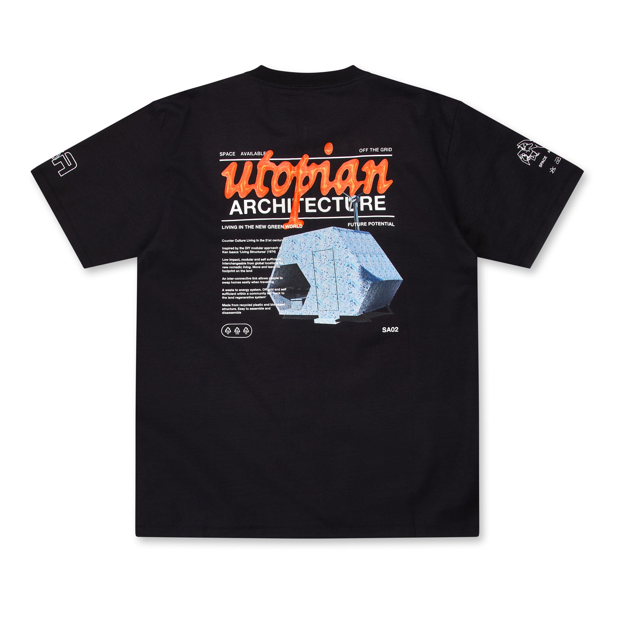 Space Available - Utopian Architecture T-Shirt - (Black) view 2, Click to Zoom in