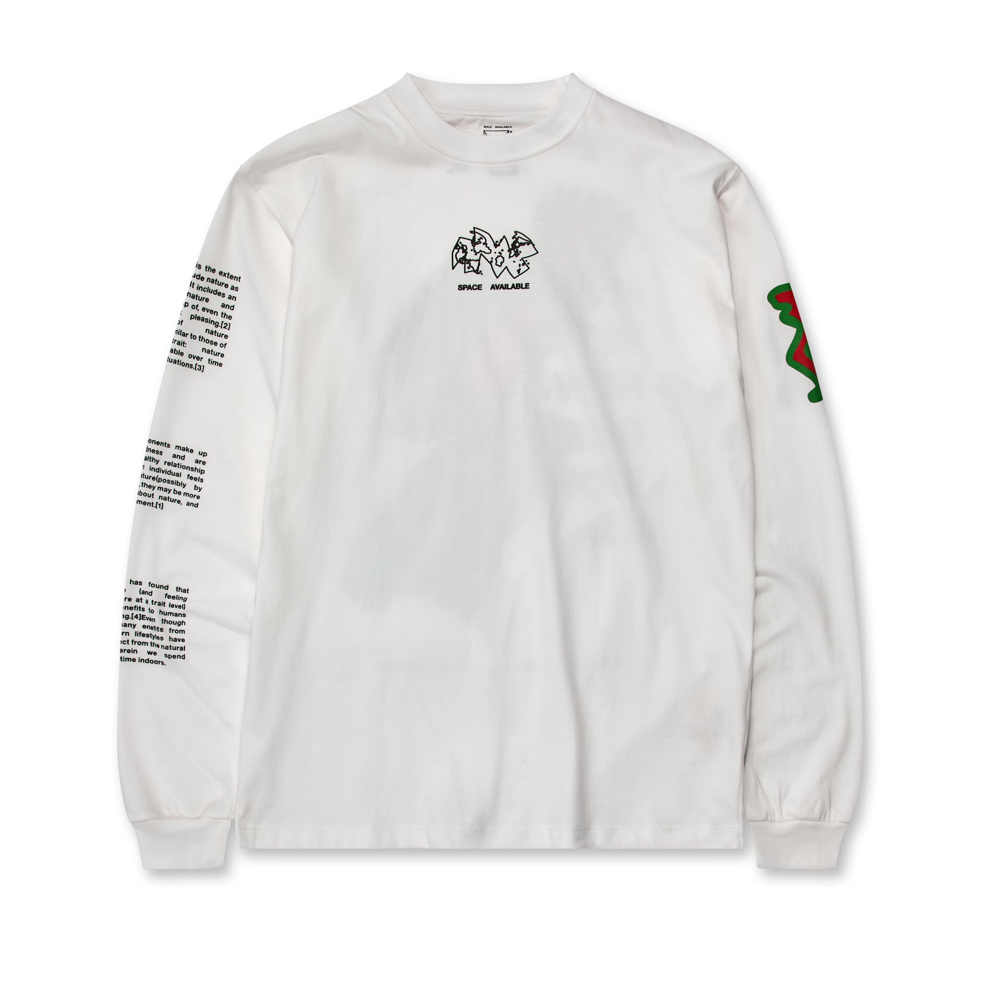 Space Available - New Green World Longsleeve T-Shirt - (White) view 1, Click to Zoom in