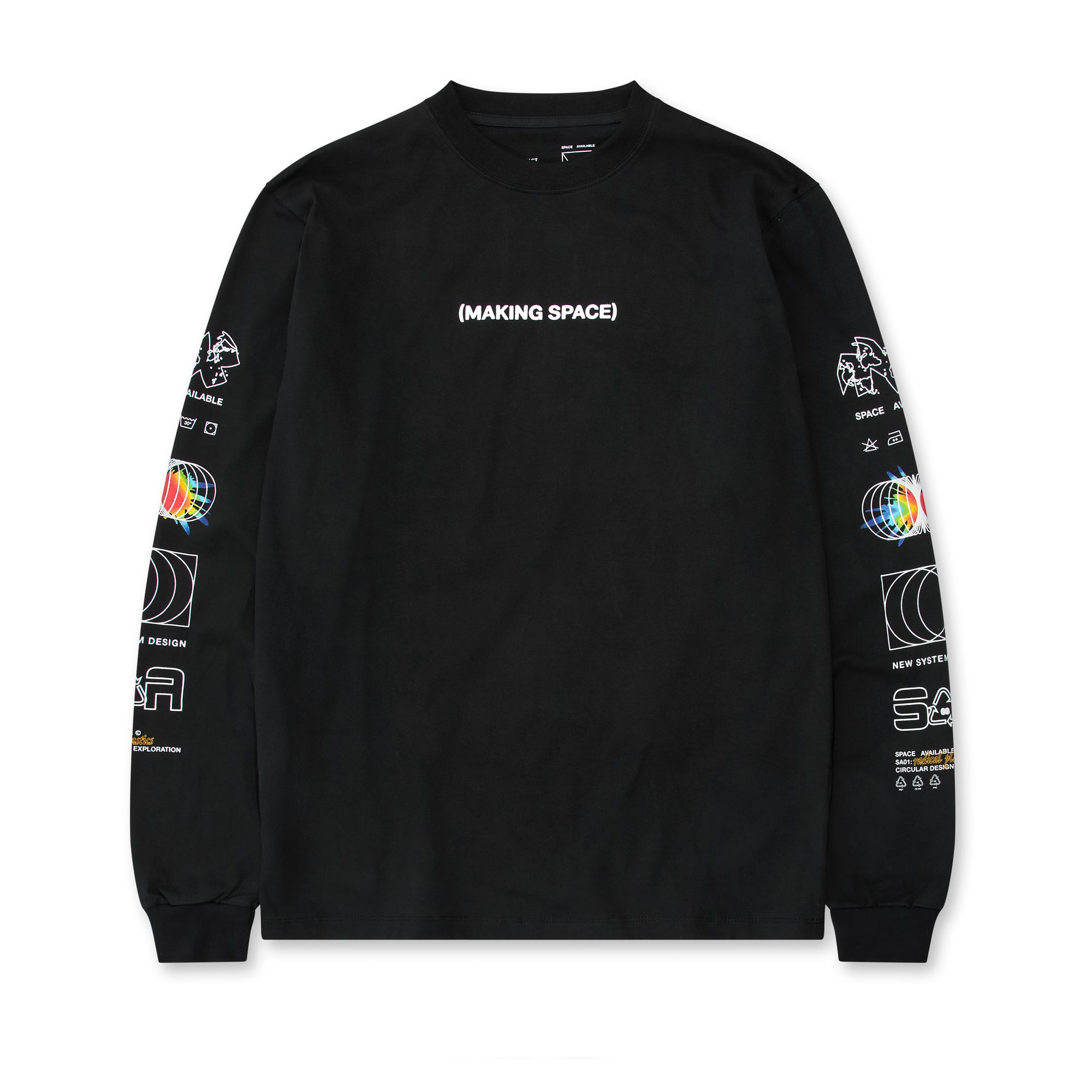 Space Available - Making Space Effect Longsleeve T-Shirt - (Black) view 1, Click to Zoom in