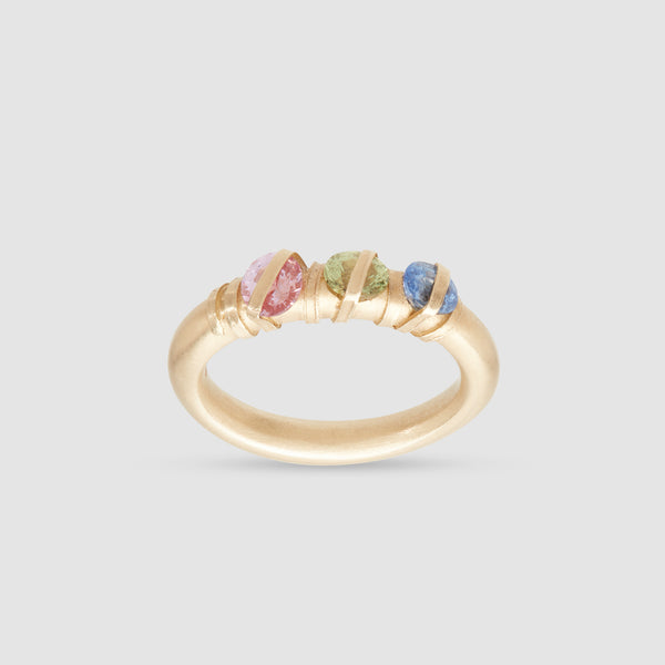 Fraser Hamilton - Yellow Gold Triptych Ring with Sapphires