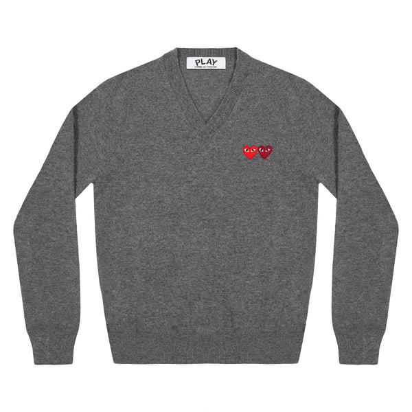 Play - Double Heart Sweater - (Grey)