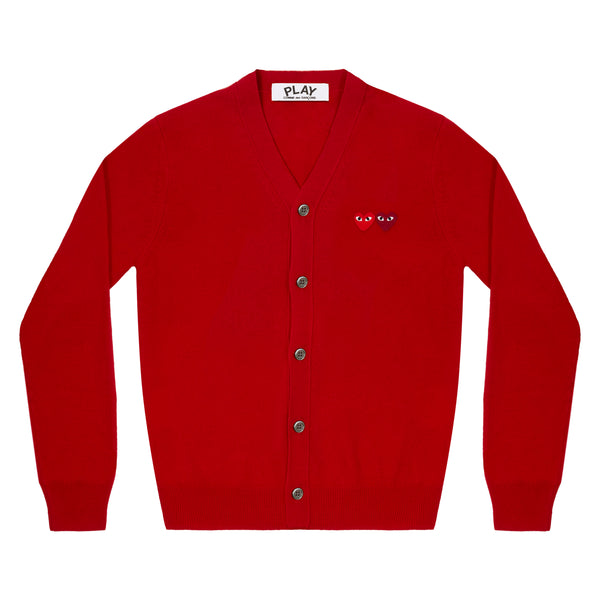 Play - Double Heart Men’s Cardigan - (Red)