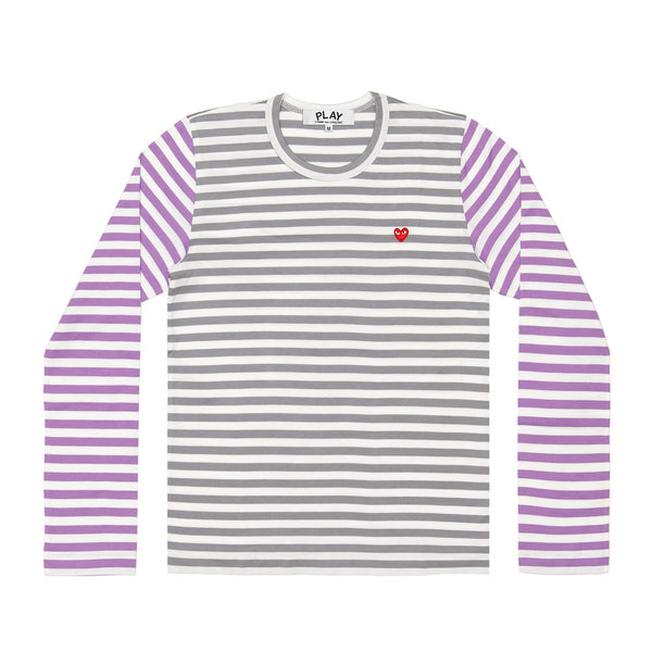 Play - Bi-Colour Stripe T-Shirt - (Grey/Purple)