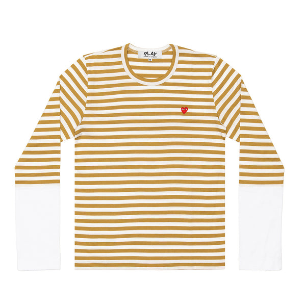 Play - Stripe White T-Shirt - (Mustard)
