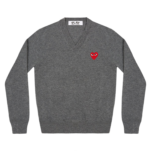 Play - Red V Neck Sweater - (Grey)