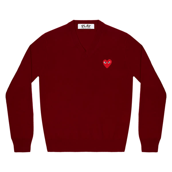 Play - Red V Neck Sweater - (Burgundy)