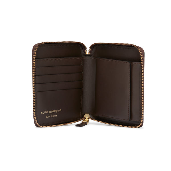 CDG Wallet - Embossed Logo Full Zip Around Wallet - (Brown SA2100EL)