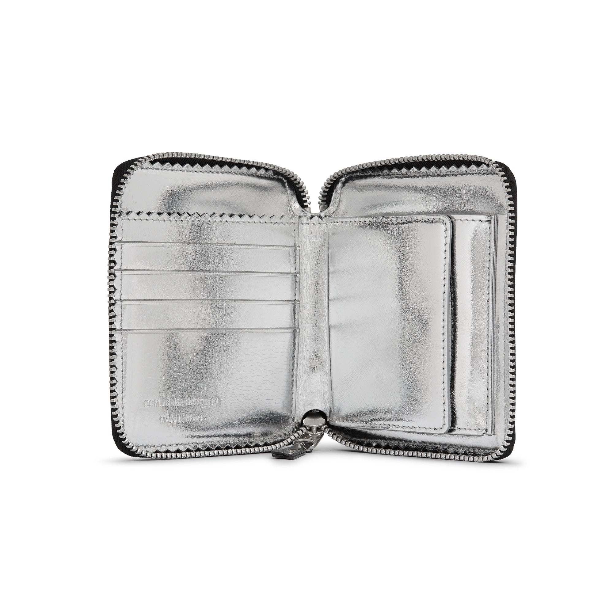 CDG Wallet - Mirror Inside Black/Silver Full Zip Around Wallet - (Black SA2100MI) view 2