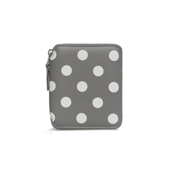 CDG Wallet - Polka Dot Printed Full Zip Around Wallet - (Grey SA2100PD)