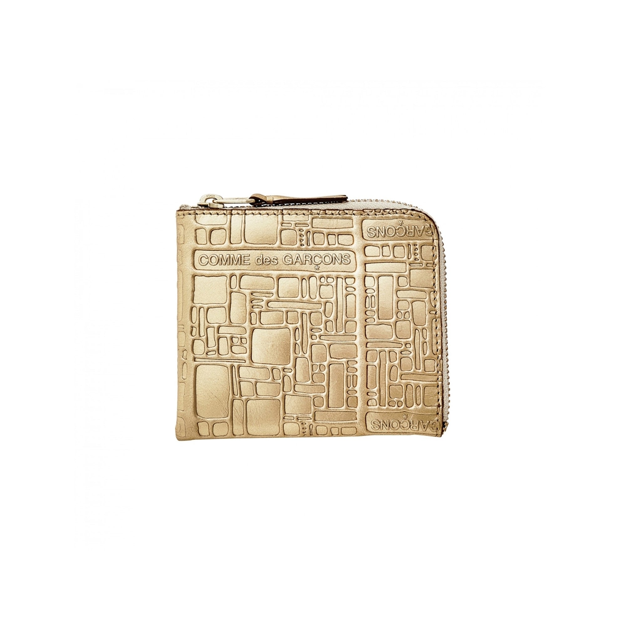 CDG Wallet - Embossed Logo Zip Around Wallet - (Gold SA3100EG) view 1