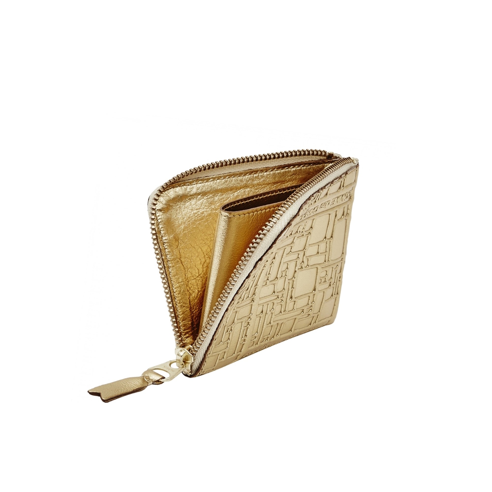 CDG Wallet - Embossed Logo Zip Around Wallet - (Gold SA3100EG) view 2