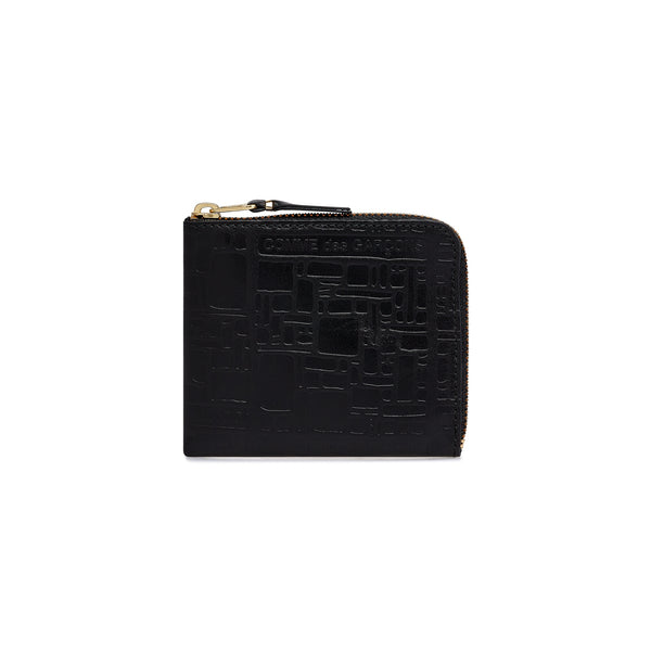 CDG Wallet - Embossed Logo Zip Around Wallet - (Black SA3100EL)