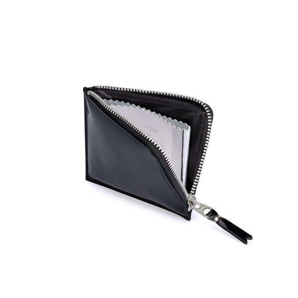 CDG Wallet - Mirror Inside Black/Silver Zip Around Wallet - (SA3100MI)